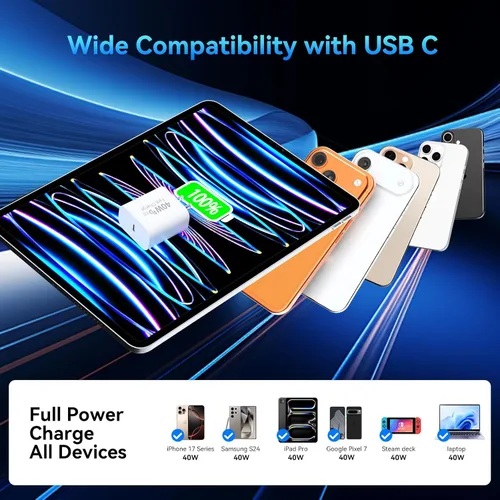 Miniatura 6 de Cargador para iPhone 17 Pro Max de carga rápida, cargador de teléfono rápido USB C de 40 W con cable de carga tipo C de 10 pies de largo para iPhone