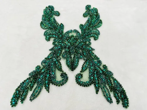 Miniatura 5 de Accesorios de apliques de encaje de diamantes de imitación hechos a mano puros cuentas de costura a mano piedras parches para vestido de novia