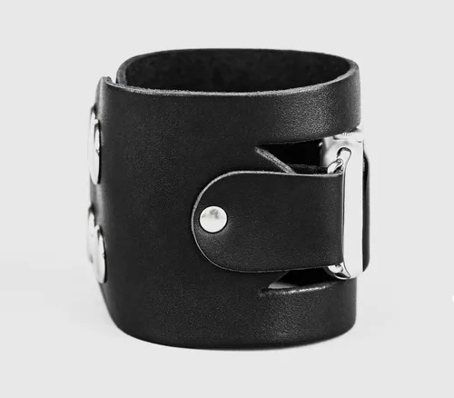 Miniatura 6 de wide Leather cuff band compatible with Apple watch 38mm 40mm 41mm 42mm 44mm 45mm 46mm 49mm, Handmade UA 1620