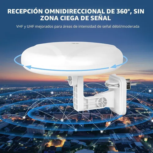 Miniatura 3 de 1byone Antena de TV para exteriores Recepción omnidireccional de 360° de largo rango de más de 100 millas mejora la antena HDTV lista VHF y UHF 4K