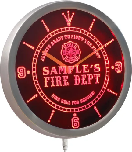 Miniatura 3 de ADVPRO ncqy-tm - Reloj de pared LED personalizado con letrero de neón para bomberos