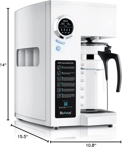 Miniatura 7 de Bluevua RO100ROPOT - Filtro de agua para encimera con sistema de ósmosis inversa, purificación de 4 etapas, filtración de ósmosis inversa, 2:1 puro