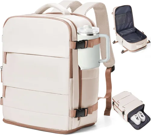 Miniatura 42 de coowoz Mochila grande de viaje para mujeres y hombres, mochila de transporte, mochila para senderismo impermeable, mochila deportiva para Rosa