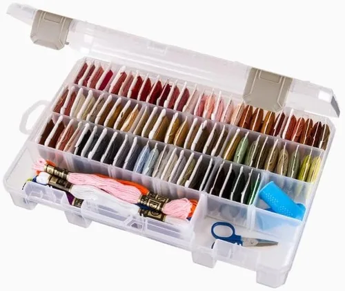 ArtBin 4006AB - Caja mediana con divisores, organizador de arte y manualidades, [1] estuche de almacenamiento de plástico, transparente