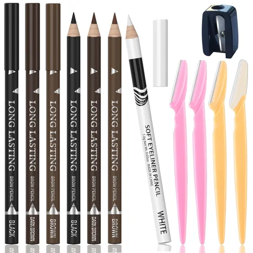 Juego de delineador de ojos multicolor de 7 piezas, lápiz de cejas impermeable, fácil de colorear, lápiz de cejas profesional, a prueba de manchas,