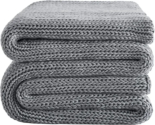 L'AGRATY Manta de tejido de punto grueso con peso, para adultos, decorativa, estilo ganchillo, con peso uniforme y sin cuentas, lavable a máquina,