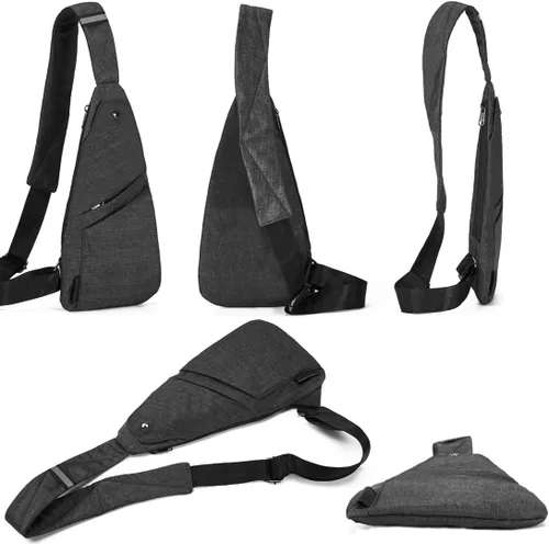 Miniatura 3 de Seoky Rop - Bolso bandolera para hombres y mujeres, cartera pequeña personal con bolsillo, antirrobo, para el pecho, para viajes y senderismo, Gris