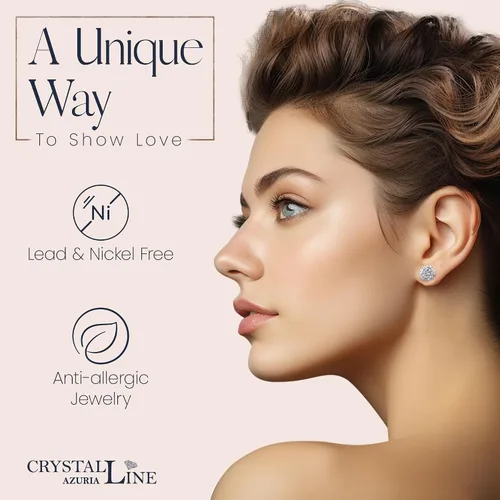 Miniatura 3 de Crystal Line Azuria - Aretes de plata de ley 925 con caja de bola de discoteca con cristales blancos colgantes para mujer
