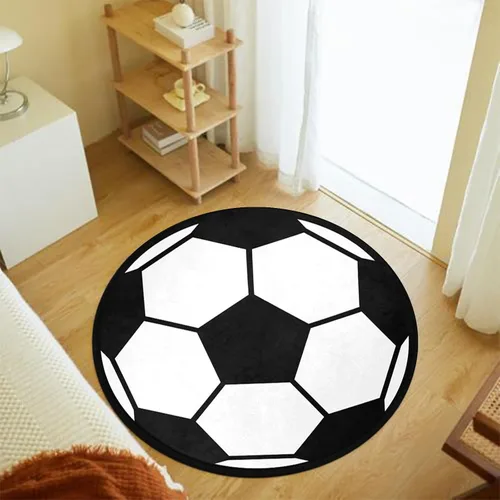 Miniatura 4 de Alfombra redonda de fútbol para dormitorio, 3 pies