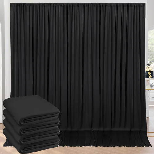 Miniatura 56 de Cortinas de telón de fondo granate de 10 pies x 10 pies sin arrugas para fiestas, 2 paneles de cortinas de telón de fondo de poliéster sedoso