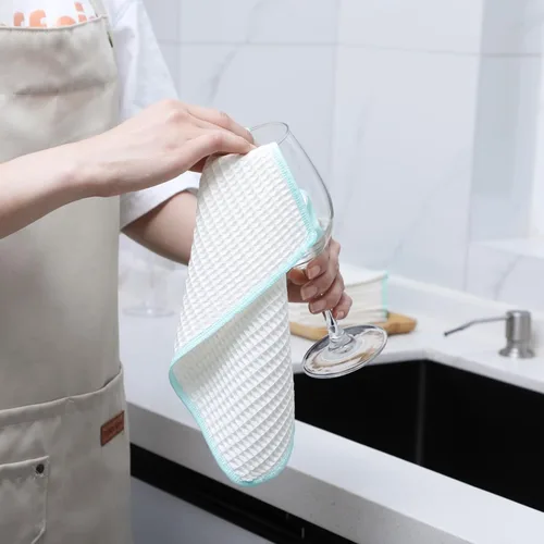 Miniatura 3 de Oeleky Paquete de 8 paños de cocina para platos, resistentes y absorbentes, para lavar platos, paños de limpieza de tejido de gofre de secado rápido