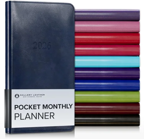 Miniatura 97 de Gallery Leather Agenda Mensual Grande 2025-2026, Elegantemente Encuadernada Planificador de Calendario y Cuaderno con Elegantes Bordes Dorados, 18