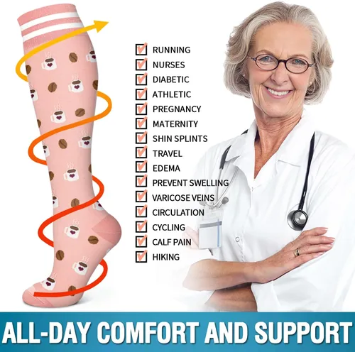 Miniatura 6 de Bluemaple Paquete de 6 calcetines de compresión de cobre para mujeres y hombres, el mejor apoyo para médicos, correr, enfermería, atletismo