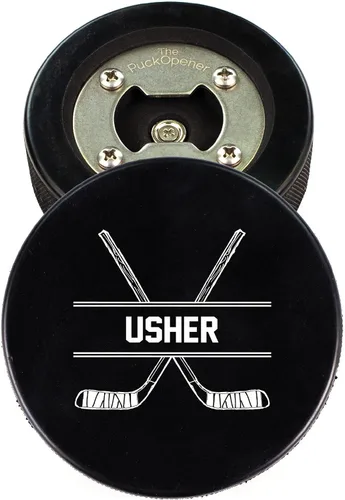 Miniatura 13 de Disco de hockey de acero inoxidable para abrebotellas, regalo para el mejor hombre padrinos de boda, disco impreso – Propuesta de disco de hockey