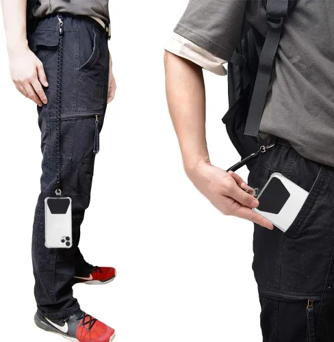 Miniatura 7 de Doormoon - Cordón para teléfono con parche, correas elásticas universales y anclaje para funda de teléfono para anti-caída al aire libre para esquí