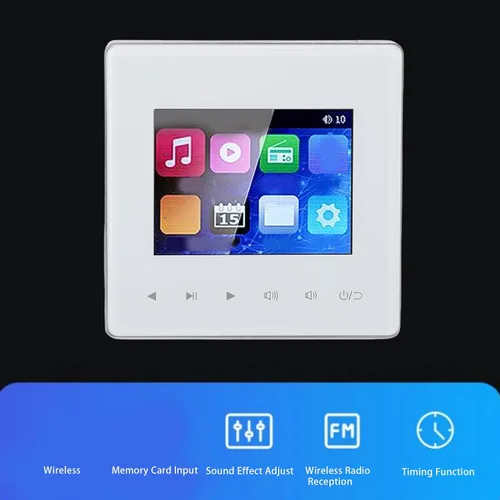 Miniatura 2 de Amplificador de pared inteligente Bluetooth con radio FM, pantalla táctil HD de 2.8 pulgadas, temporizador de encendido y apagado, compatible