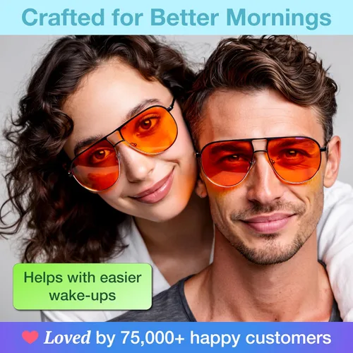Miniatura 5 de Lentes de bloqueo de luz azul aviador naranja para un mejor sueño, 97% metal de alta calidad, lentes clásicos de aviador para migraña para mujeres