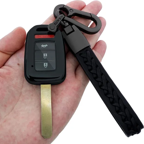 Kirsnda Compatible con Accord Civic CR-V LX - Funda para llavero con llavero de TPU suave para proteger la llave del automóvil, llave remota (negro)
