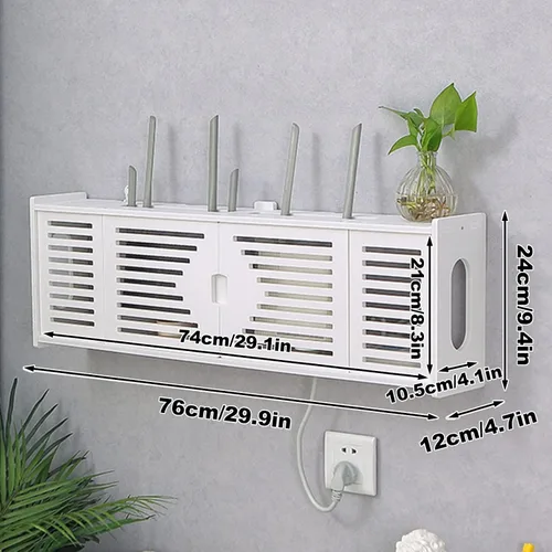 Miniatura 7 de Caja de oclusión de enchufe de fila inferior para TV, estante inalámbrico WiFi, caja de almacenamiento para enrutador montado en la pared, caja