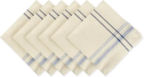 Miniatura 15 de DII - Servilletas para mesa estilo rústico, colección con rayas estilo francés, 20 x 20 pulgadas, color azul cambray, 6