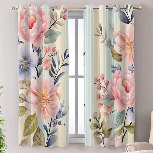 Miniatura 95 de Shrahala Beige and Orange Abstract Art Brushstrokes Blackout Curtain Tiers, Abstract Oil Paint Kitchen Valance Light Blocking Tier Drapes with Rod