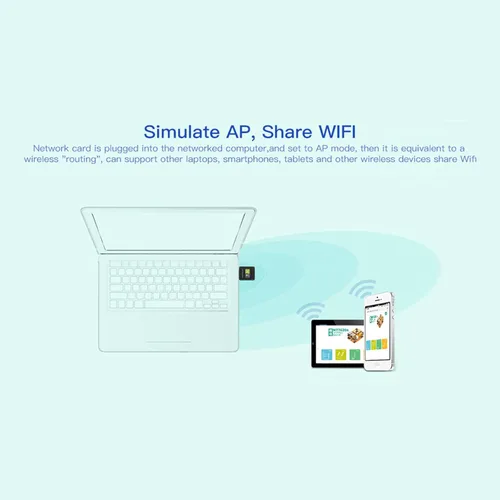 Miniatura 3 de Adaptador WiFi USB para PC, AC600M USB WiFi Dongle 802.11ac Adaptador de red inalámbrica con doble banda 2.4GHz/5Ghz para computadora portátil