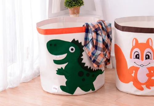 Miniatura 7 de Cesta de almacenamiento de lona plegable o organizador de juguetes para sala de juegos de niños, ropa, libros para niños, animales de peluche