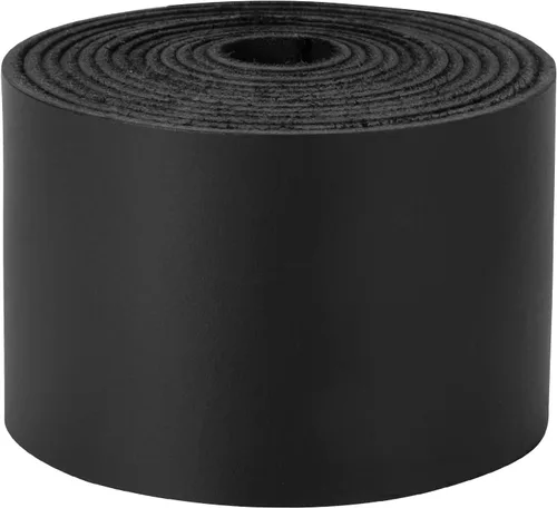 Miniatura 3 de Ringsun Tiras de cuero negro planas de 2 pulgadas de ancho para manualidades, tiras de cuero de grano completo, cordón de cuero para manualidades