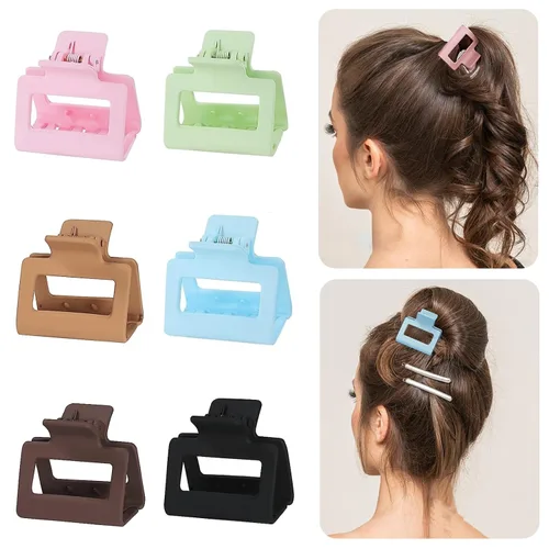 Paquete de 6 pinzas para el cabello para mujeres y niñas, rectángulo mediano de 2 pulgadas, pinzas pequeñas para cabello fino o grueso medio