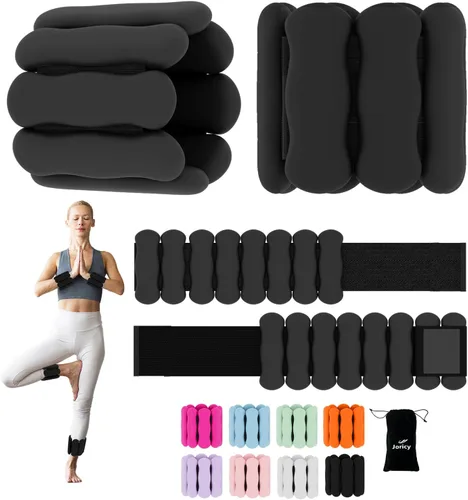 Miniatura 12 de Pesas de tobillo y muñeca para mujeres y hombres, pesas ajustables para brazos y piernas, juego de 2 (1 libra/2 libras cada una), bandas de silicona