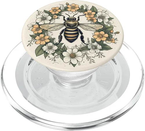 Miniatura 8 de PopSockets PopGrip estándar con diseño de abeja pastel Boho y flores