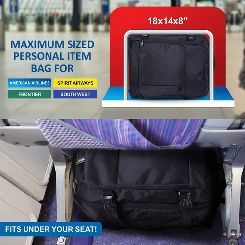 Miniatura 2 de Bolsas de equipaje para debajo del asiento de 18 x 14 x 8 pulgadas y 17 x 10 x 9 pulgadas para United Airlines o American Airlines, Spirit, Frontier