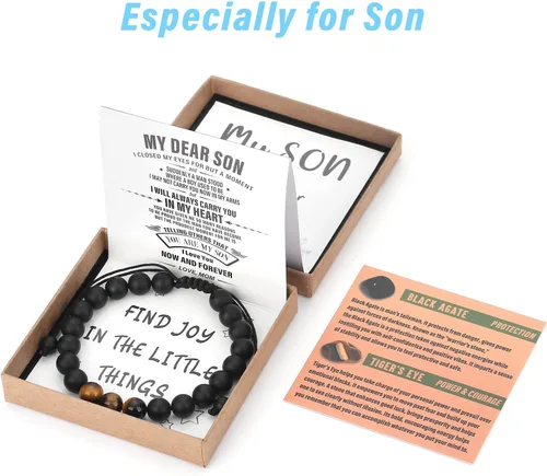 Miniatura 17 de Pulsera de cristal natural para adolescentes, niños, hombres, caja de regalo extraíble especialmente para hijo, nieto, papá, amor en cumpleaños