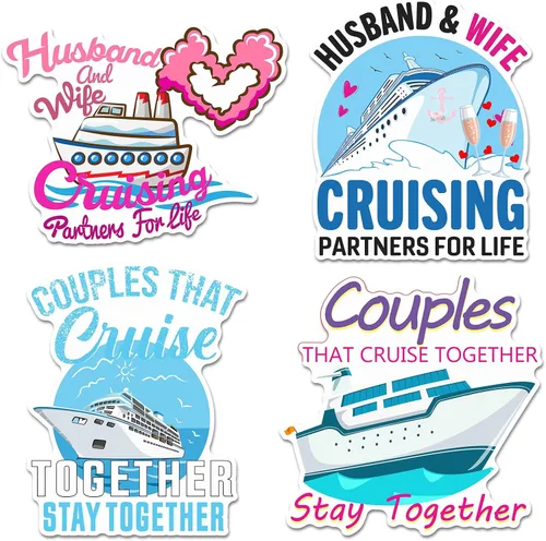 Hoteam 4 piezas decoraciones magnéticas para puerta de crucero para parejas, imanes náuticos divertidos y resistentes al agua para marido y esposa,