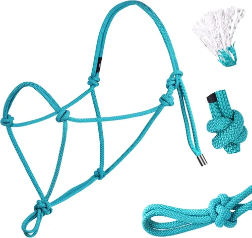 Miniatura 8 de Harrison Howard Cabestro de cuerda para caballos - Cabestro de entrenamiento súper resistente con 2 nudos de cuerda rígida de 1/4 pulgadas