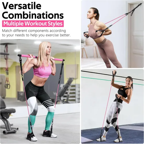 Miniatura 6 de Pilates Bar Kit with Resistance Bands, Multifunctional Pilates Bar for Women & Men with Heavy-Duty Metal Adjustment Buckle, Pilates Home Equipment