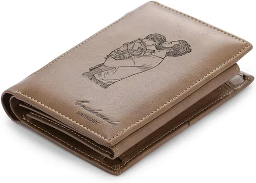 Miniatura 26 de Carteras personalizadas para hombres, cartera personalizada para hombre con imagen grabada y nombre, billetera delgada de cuero plegable, regalos