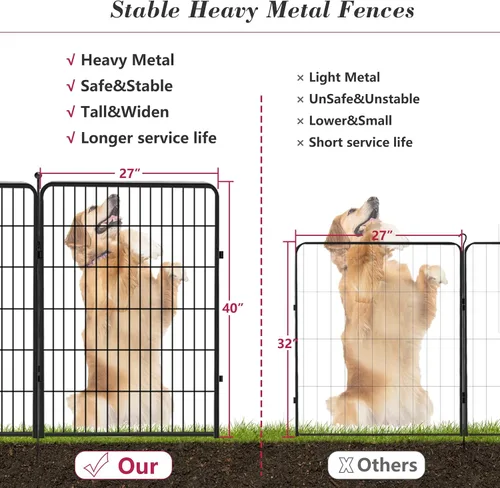 Miniatura 7 de Corralito para perros de 40 pulgadas, 32 paneles, para interiores y exteriores, para perros grandes, medianos y pequeños, valla de metal resistente