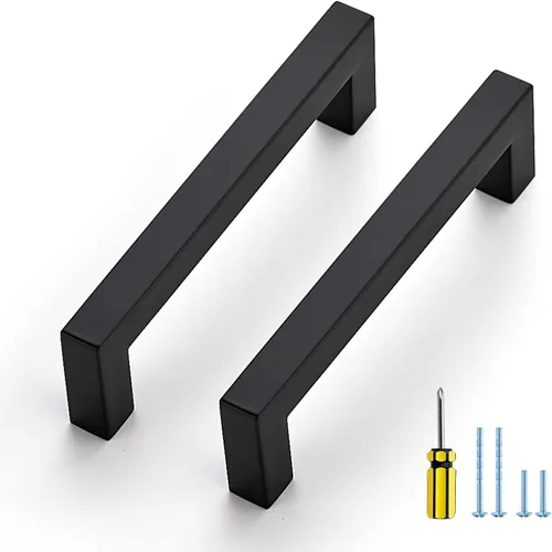 Miniatura 12 de Ravinte Paquete de 5 tiradores cuadrados de gabinete de 2-1/2 pulgadas, manijas negras para gabinetes de cocina, accesorios de cocina negros mate