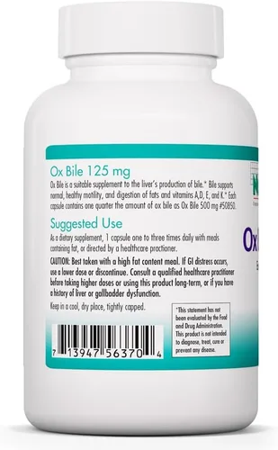 Miniatura 3 de Ox Bile, 180 cápsulas de 125 mg, 713947563704, 1, 1