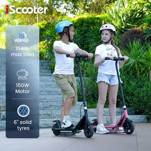 Miniatura 3 de iScooter IK3 Serious Electric Scooter for Kids Aged 6-12, 3/6/10MPH Speed, Dual Brake System, 3 Heights (IK3Pro), Magnetic Charging, Colorful Negro