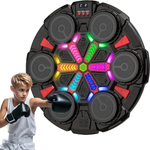 Miniatura 10 de Music Punching Machine for Kids Adults,Bluetooth Wall Mounted Boxing Trainer with Gloves,Rhythm Lights,2 Player Battle Mode,Reaction Training