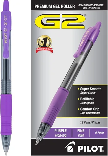 Miniatura 7 de Bolígrafos Pilot G2 Premium de Gel, Punta Fina 0.7 mm, Color Azul Marino, Juego de 12 - Ideal para Escuela, Diario y Escritura en la Oficina