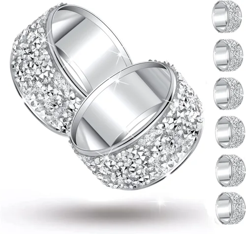 Juego de 12 servilleteros de diamantes de imitación plateados, servilleteros de cristal triturados con hebillas para cena, boda, fiesta, vacaciones,