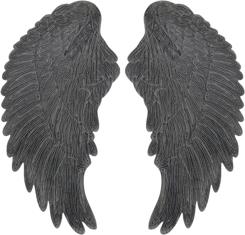 Miniatura 2 de 1 par de lentejuelas alas de ángel bordado DIY parches para planchar con motivos para decoración de ropa (negro)
