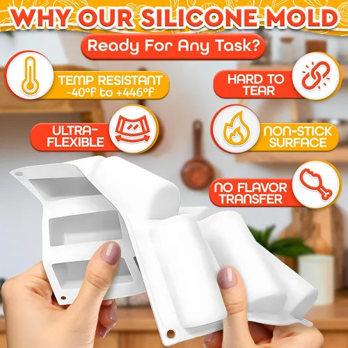 Miniatura 3 de Molde de silicona de 9 cavidades, molde reutilizable antiadherente para hornear en forma de tronco para mini rollos suizos, postres de chocolate