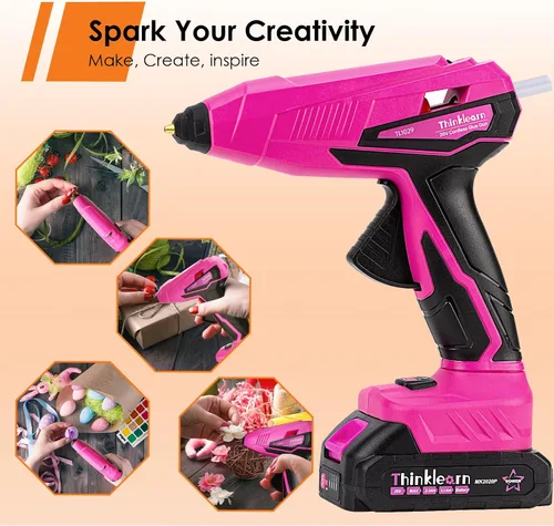 Miniatura 9 de Pistola de pegamento caliente inalámbrica, pistola de pegamento caliente de ajuste de temperatura de 20 V con 43 barras de pegamento caliente