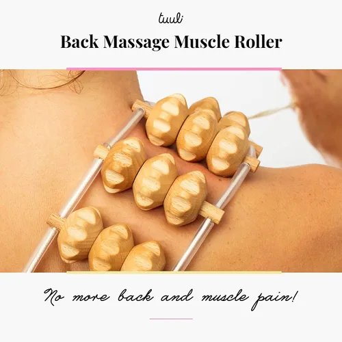 Miniatura 2 de tuuli Masaje anticelulítico Set Masajeador de espalda Masajeador Rodillo de masaje trasero Rodillo con mango Maderotherapy Hecho de madera