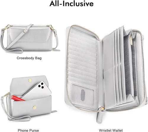 Miniatura 7 de nuoku Carteras para mujeres con ranuras para tarjetas de crédito con bloqueo RFID de gran capacidad