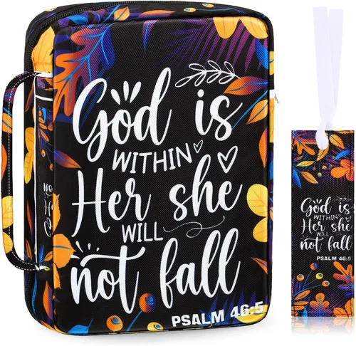 Miniatura 10 de Laumoi Funda para la Biblia para mujer, funda de Biblia floral de 10 pulgadas, bolsa protectora portátil para suministros de estudio bíblico, Varios